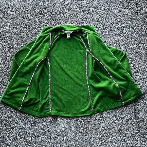 Green Lilly Pulitzer Fleece Jacket Womens Medium Full Zip Preppy Winter Feminine - Picture 3 of 7